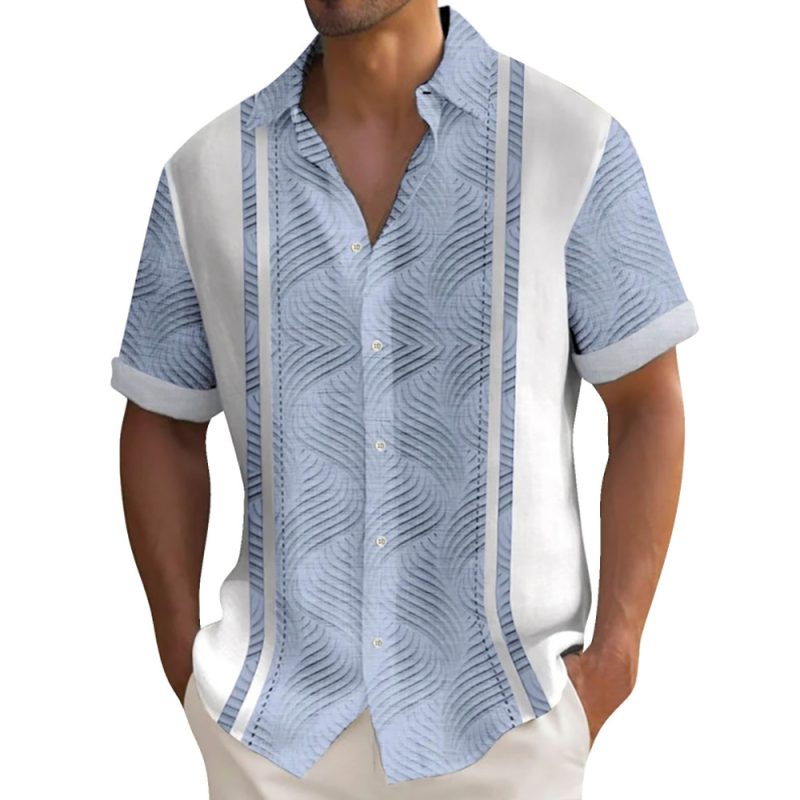 Summer Striped Printed Shirts For Men Casual Short Sleeve Button Down Loose Hawaiian Shirt Oversized Men Clothing Lapel Shirt - Image 7