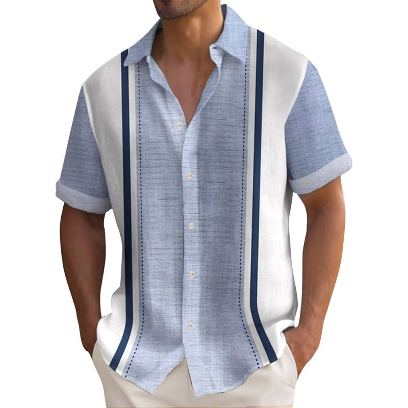 Summer Striped Printed Shirts For Men Casual Short Sleeve Button Down Loose Hawaiian Shirt Oversized Men Clothing Lapel Shirt - Image 10