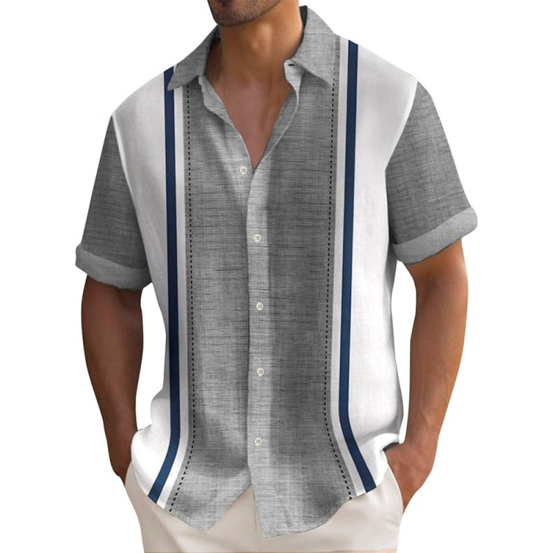 Summer Striped Printed Shirts For Men Casual Short Sleeve Button Down Loose Hawaiian Shirt Oversized Men Clothing Lapel Shirt - Image 11