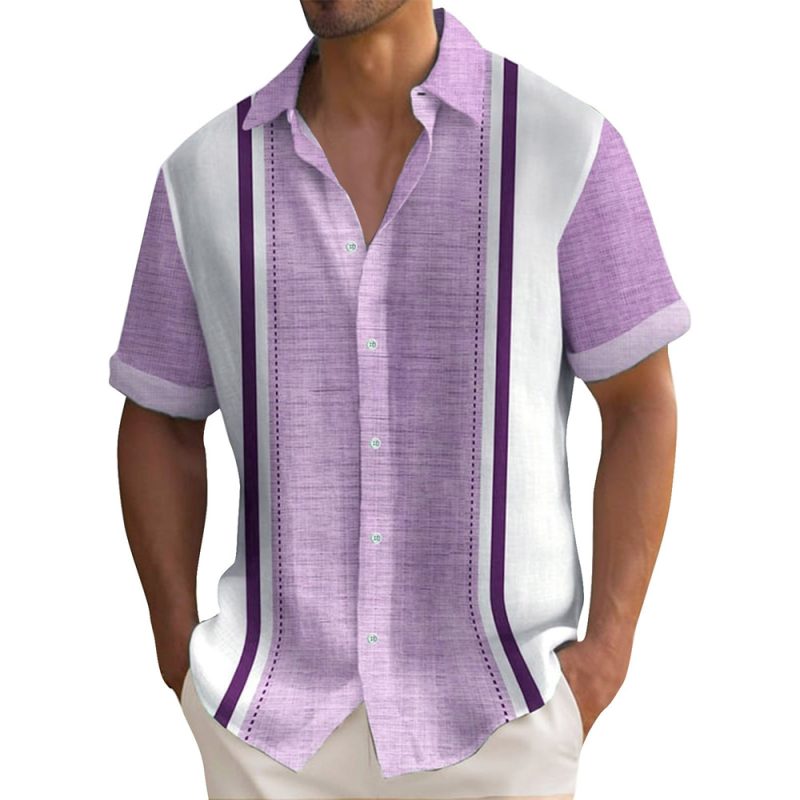 Summer Striped Printed Shirts For Men Casual Short Sleeve Button Down Loose Hawaiian Shirt Oversized Men Clothing Lapel Shirt - Image 12