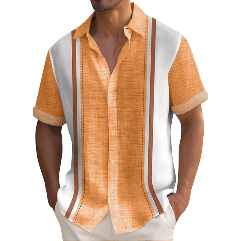 Summer Striped Printed Shirts For Men Casual Short Sleeve Button Down Loose Hawaiian Shirt Oversized Men Clothing Lapel Shirt - Image 14