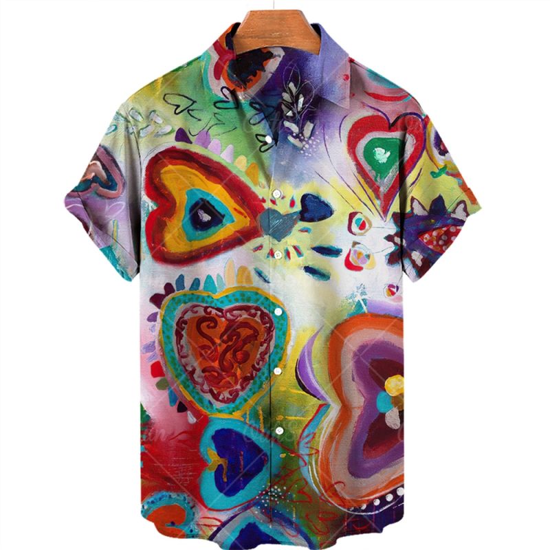 2024 3d Graffiti Oil Painting Printed Shirt Men Fashion Streetwear Hawaiian Beach Casual Lapel Plus Size 2024 - Image 4
