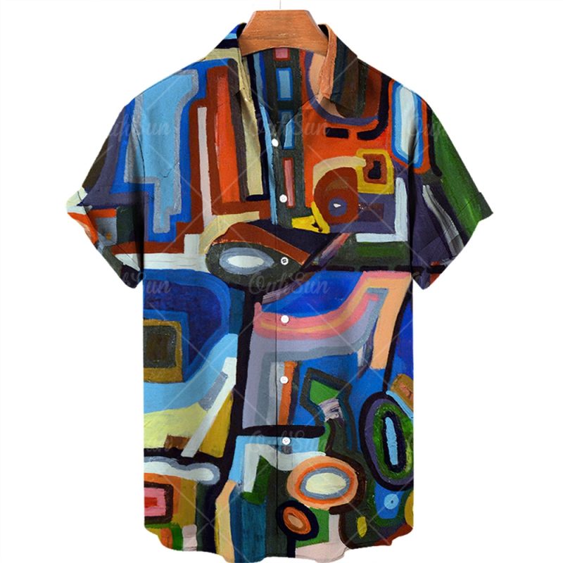 2024 3d Graffiti Oil Painting Printed Shirt Men Fashion Streetwear Hawaiian Beach Casual Lapel Plus Size 2024 - Image 8
