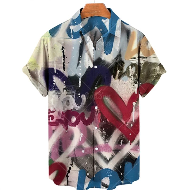 2024 3d Graffiti Oil Painting Printed Shirt Men Fashion Streetwear Hawaiian Beach Casual Lapel Plus Size 2024 - Image 11