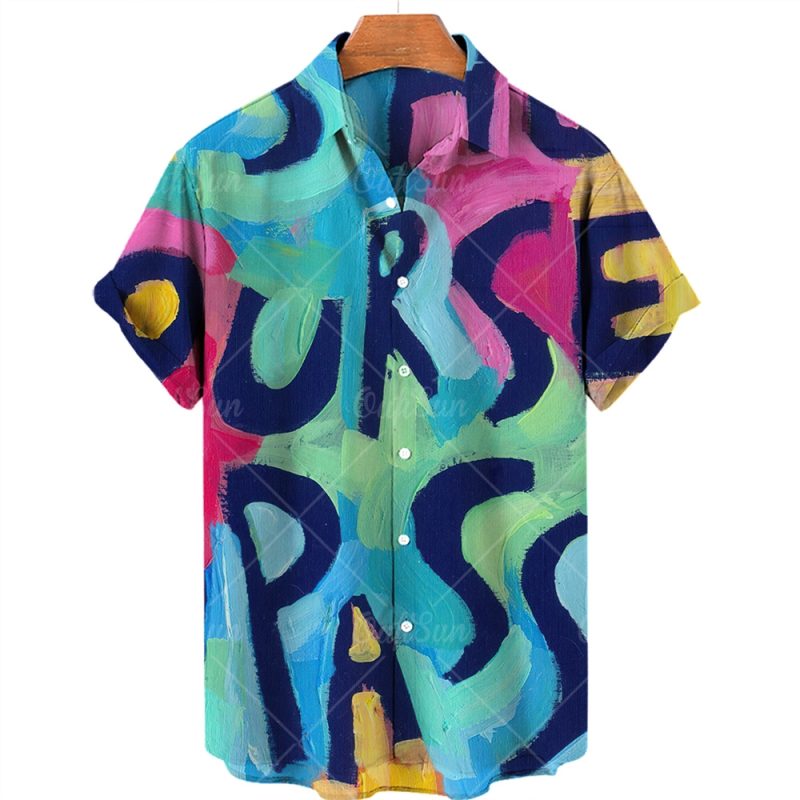 2024 3d Graffiti Oil Painting Printed Shirt Men Fashion Streetwear Hawaiian Beach Casual Lapel Plus Size 2024 - Image 13
