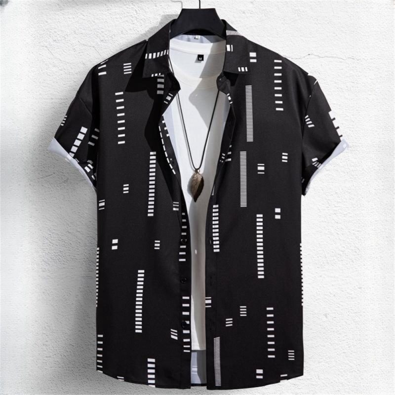 3D Printed Geometry Men's Shirts Color Block Graphics Fashion Button Short Sleeve Lapel Hawaiian Blouse shirts for men Summer - Image 2