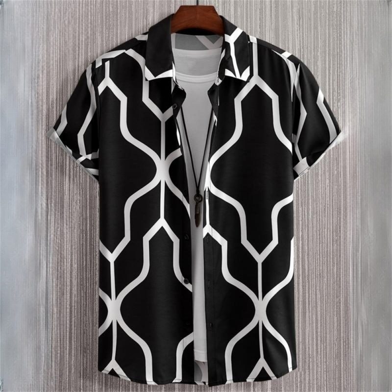 3D Printed Geometry Men's Shirts Color Block Graphics Fashion Button Short Sleeve Lapel Hawaiian Blouse shirts for men Summer - Image 4