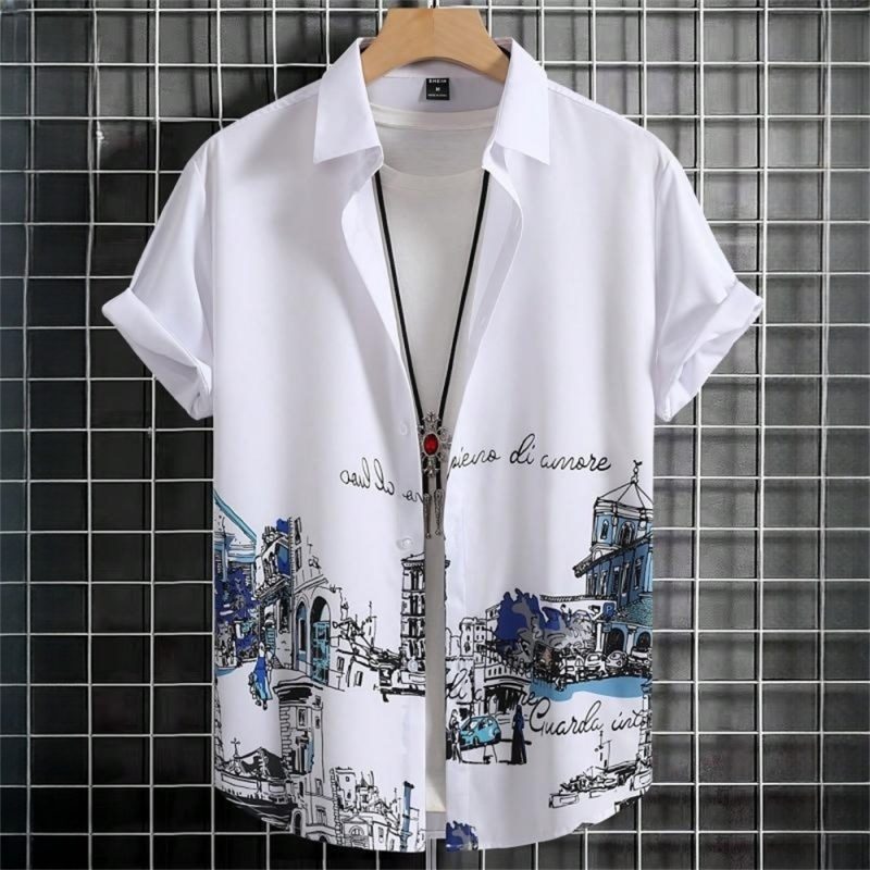 3D Printed Geometry Men's Shirts Color Block Graphics Fashion Button Short Sleeve Lapel Hawaiian Blouse shirts for men Summer - Image 8