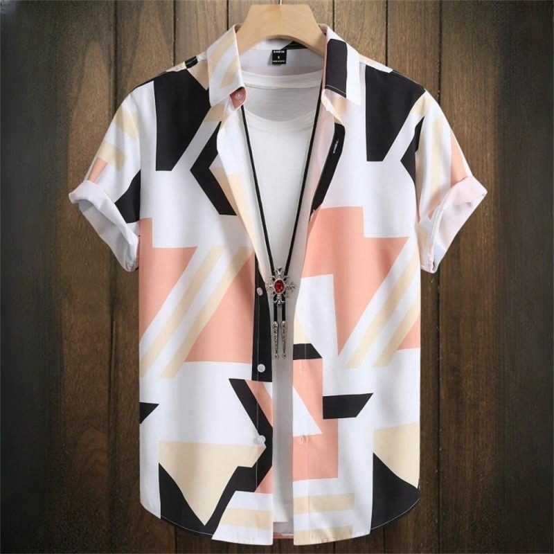 3D Printed Geometry Men's Shirts Color Block Graphics Fashion Button Short Sleeve Lapel Hawaiian Blouse shirts for men Summer - Image 12