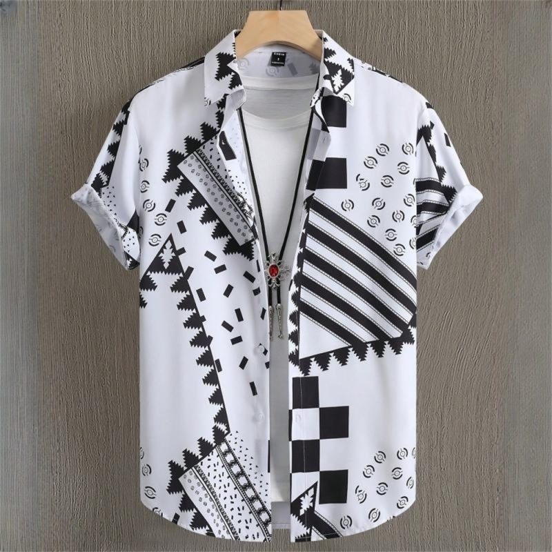 3D Printed Geometry Men's Shirts Color Block Graphics Fashion Button Short Sleeve Lapel Hawaiian Blouse shirts for men Summer - Image 13