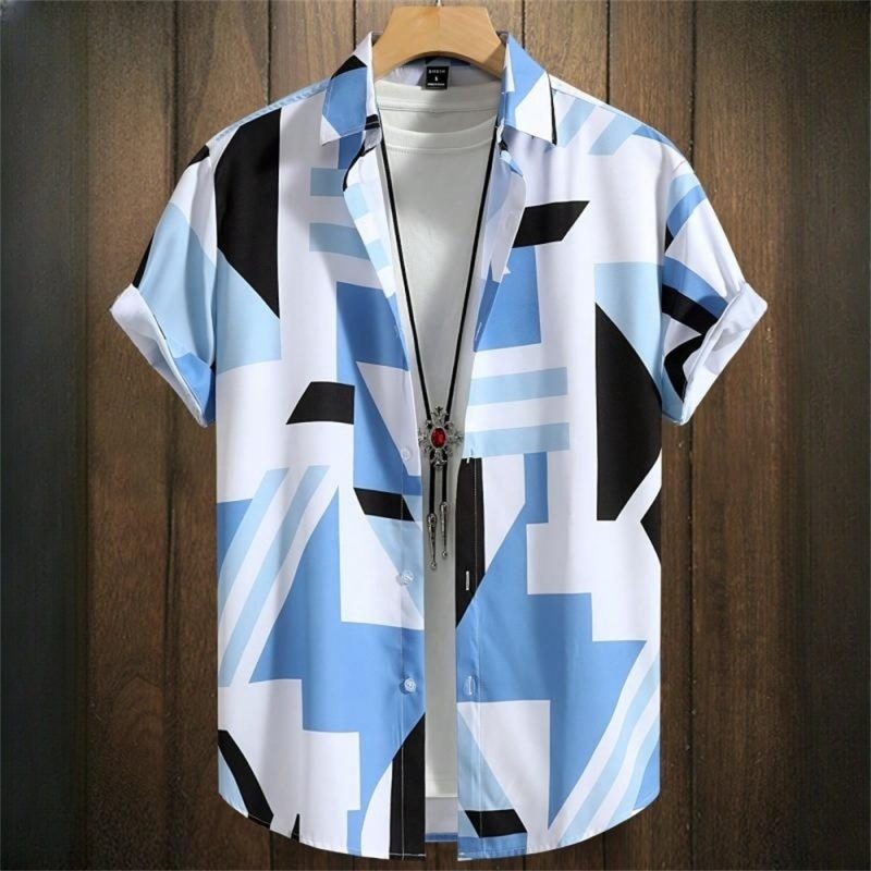 3D Printed Geometry Men's Shirts Color Block Graphics Fashion Button Short Sleeve Lapel Hawaiian Blouse shirts for men Summer - Image 17