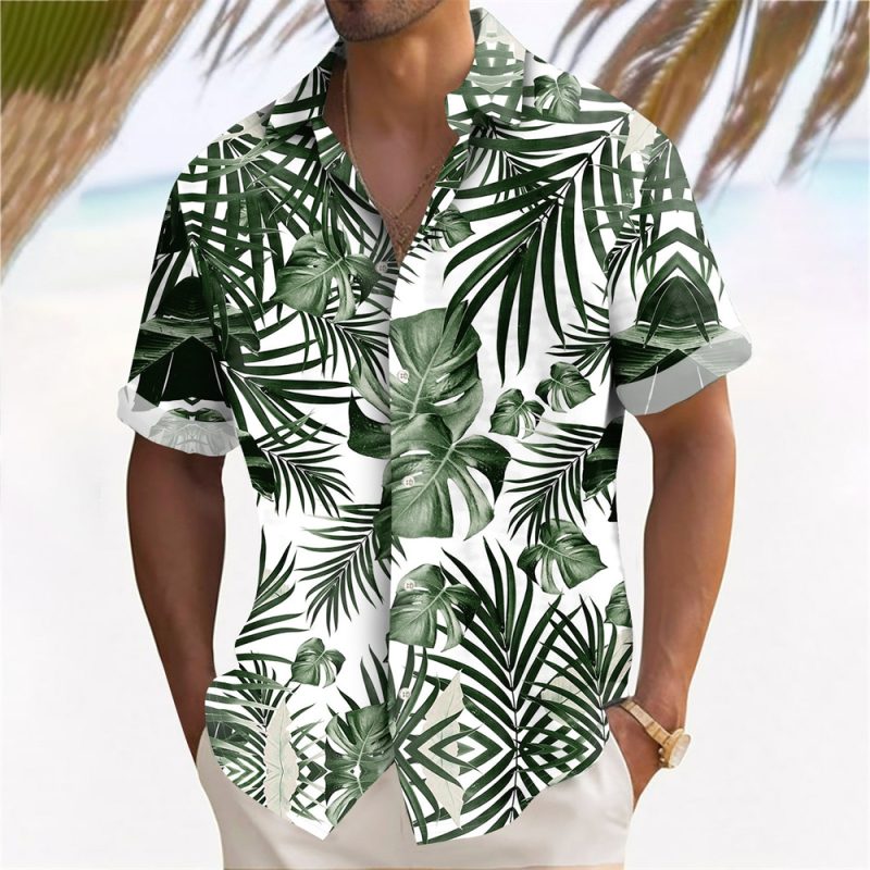 Plant Printed Men's Hawaiian Beach Shirts Summer Casual Short Sleeve Lapel Shirts Holiday Shirts For Men Large Size Men Clothing - Image 4
