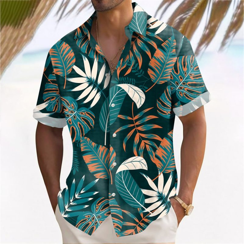 Plant Printed Men's Hawaiian Beach Shirts Summer Casual Short Sleeve Lapel Shirts Holiday Shirts For Men Large Size Men Clothing - Image 5