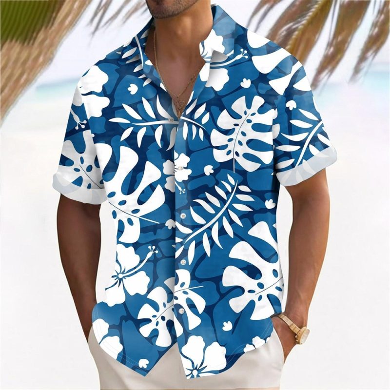 Plant Printed Men's Hawaiian Beach Shirts Summer Casual Short Sleeve Lapel Shirts Holiday Shirts For Men Large Size Men Clothing - Image 6