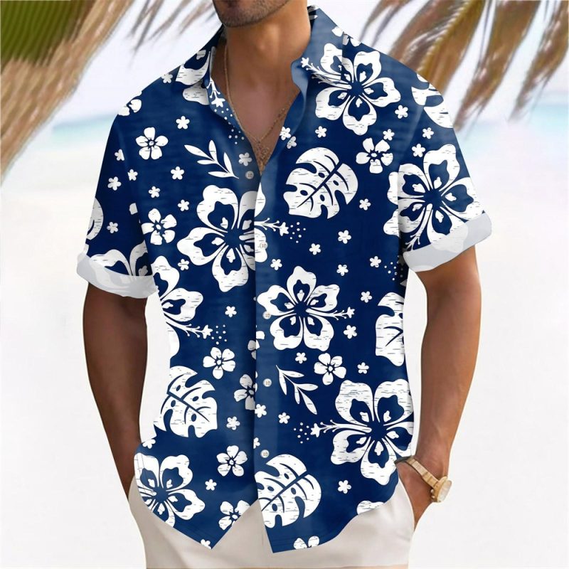 Plant Printed Men's Hawaiian Beach Shirts Summer Casual Short Sleeve Lapel Shirts Holiday Shirts For Men Large Size Men Clothing - Image 7