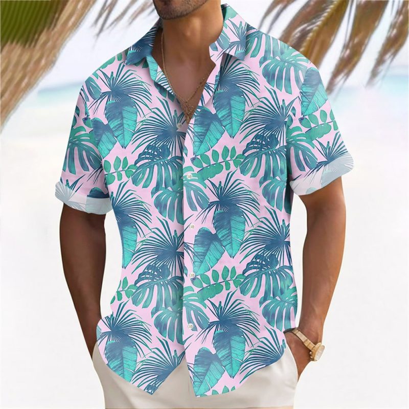 Plant Printed Men's Hawaiian Beach Shirts Summer Casual Short Sleeve Lapel Shirts Holiday Shirts For Men Large Size Men Clothing - Image 8