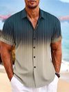 2024 Men's Gradient Striped Shirt Slim Breathable Fashion Short-sleeved High-quality Design Casual Button-down Shirts Male