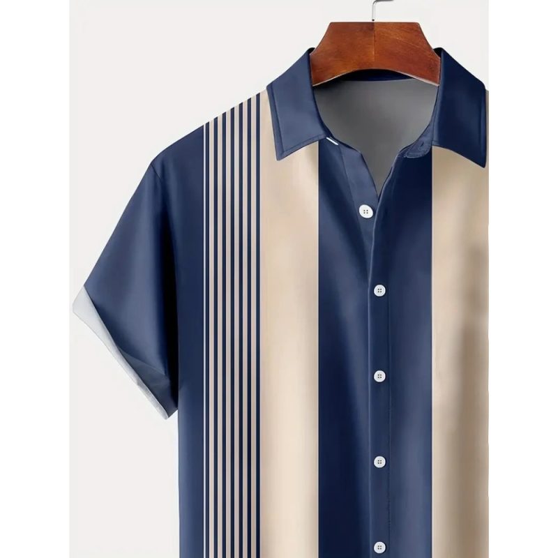 2024 Men's Gradient Striped Shirt Slim Breathable Fashion Short-sleeved High-quality Design Casual Button-down Shirts Male - Image 3
