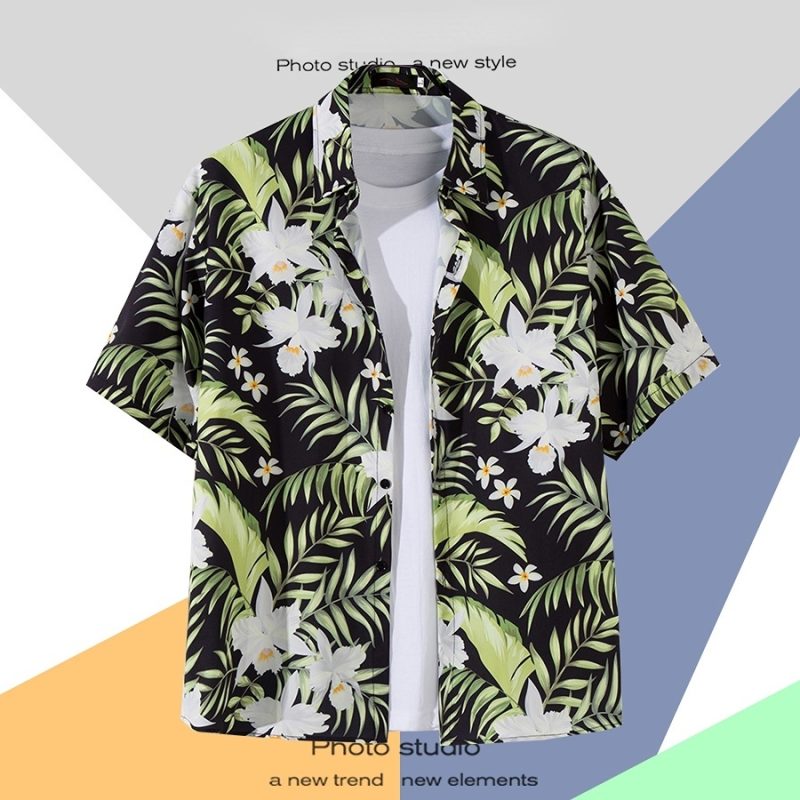Men Street Fashion Summer Daily Shirt Hawaiian Cartoon Print Casual Loose Shirts Short Sleeve Beach Loose Tops - Image 8