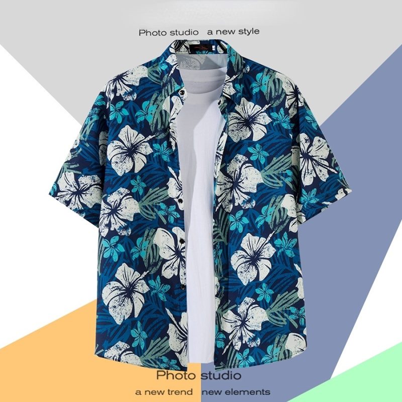 Men Street Fashion Summer Daily Shirt Hawaiian Cartoon Print Casual Loose Shirts Short Sleeve Beach Loose Tops - Image 11