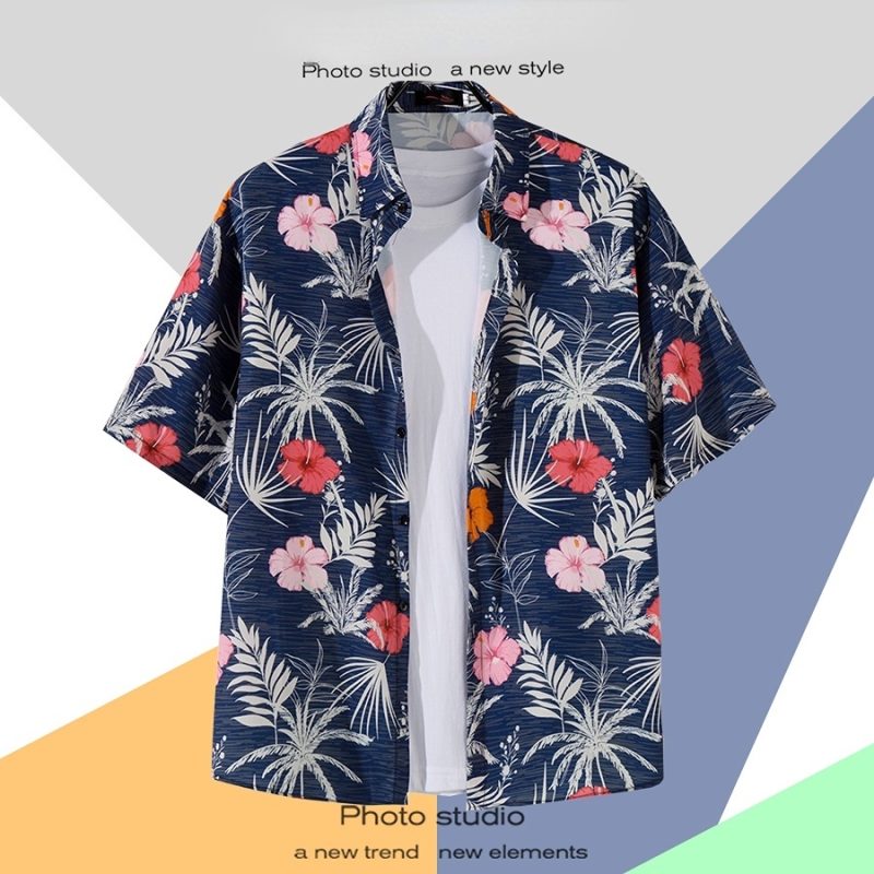Men Street Fashion Summer Daily Shirt Hawaiian Cartoon Print Casual Loose Shirts Short Sleeve Beach Loose Tops - Image 15