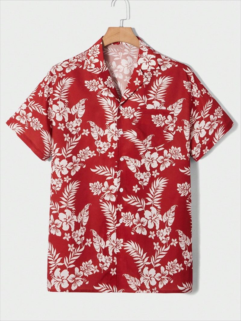 Summer men's new tropical 3D printing lapel short-sleeved shirt Hawaiian casual daily wearing large size XS-5XL