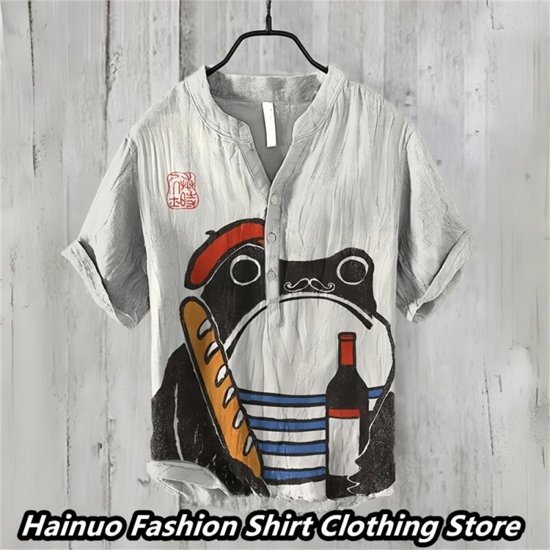 Summer European and American popular men's shirts, retro linen, casual vacation, home shopping, men's polo lining, 15 XS-5XL - Image 7