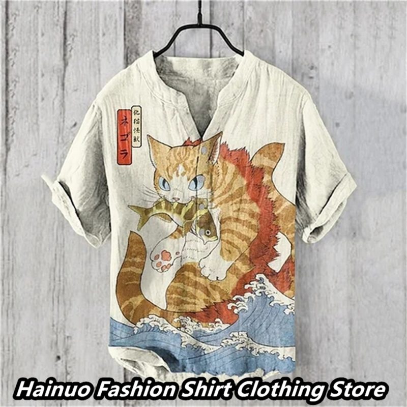 Summer European and American popular men's shirts, retro linen, casual vacation, home shopping, men's polo lining, 15 XS-5XL - Image 9