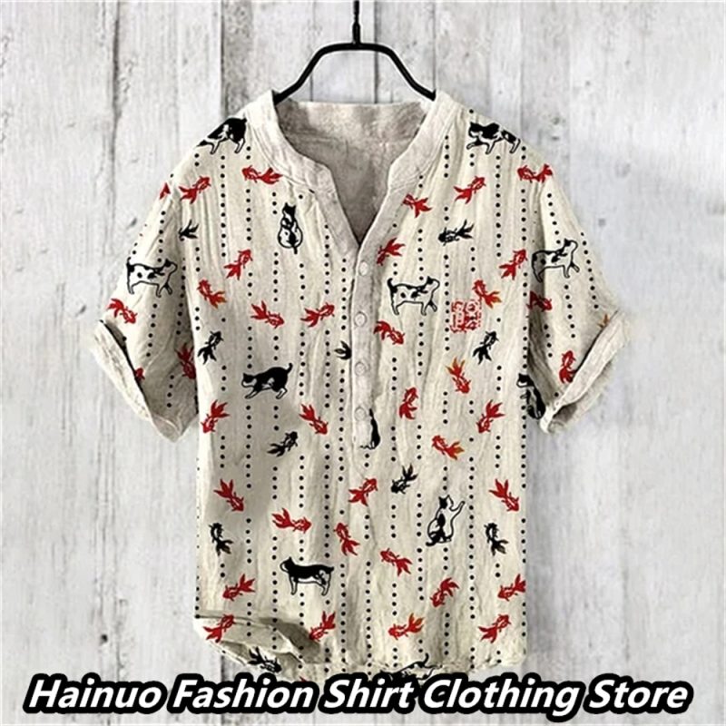 Summer European and American popular men's shirts, retro linen, casual vacation, home shopping, men's polo lining, 15 XS-5XL - Image 11