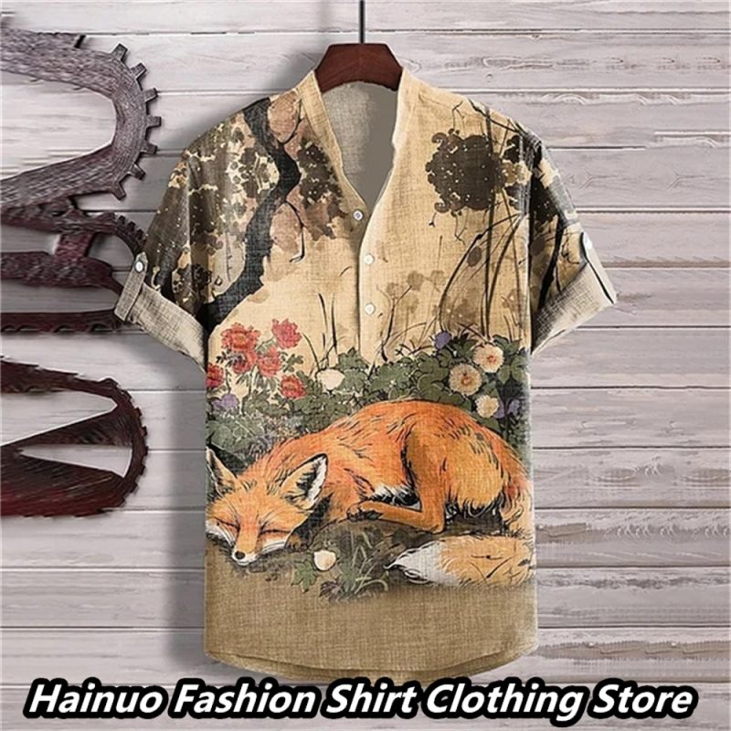 Summer European and American popular men's shirts, retro linen, casual vacation, home shopping, men's polo lining, 15 XS-5XL - Image 12