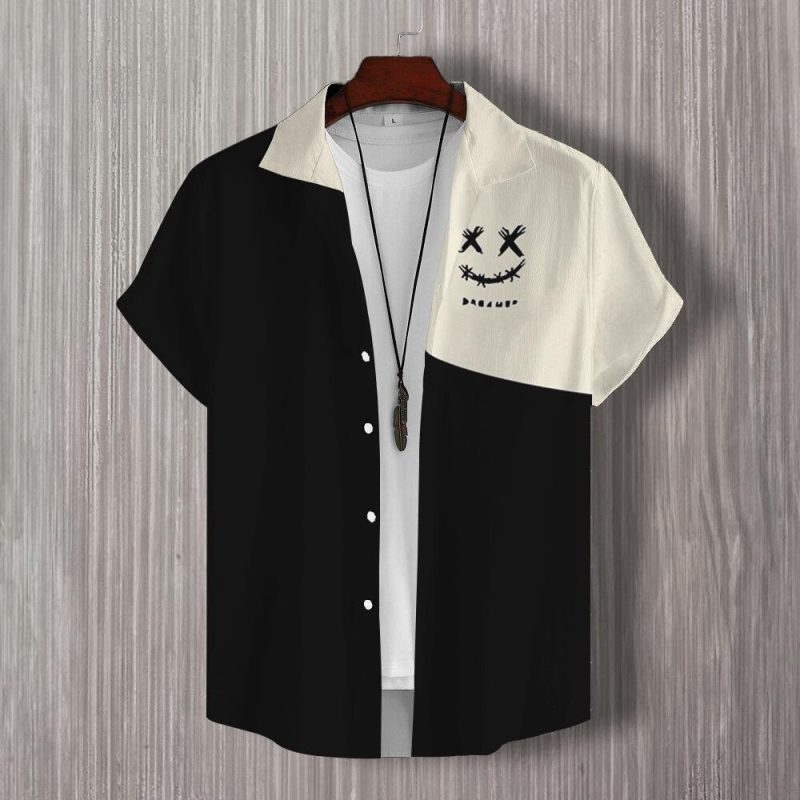 3d Patchwork Print Short Sleeve Shirt Simple Fashion Men's Shirt Daily Casual Man Clothes Oversized Hawaiian Shirts For Men 2024 - Image 4