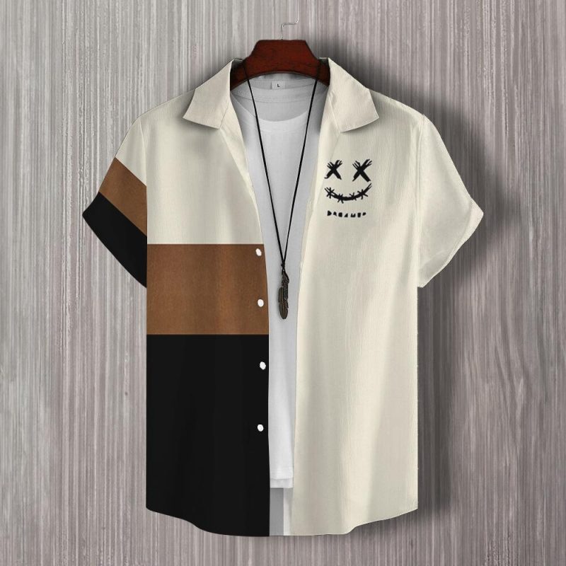 3d Patchwork Print Short Sleeve Shirt Simple Fashion Men's Shirt Daily Casual Man Clothes Oversized Hawaiian Shirts For Men 2024 - Image 9