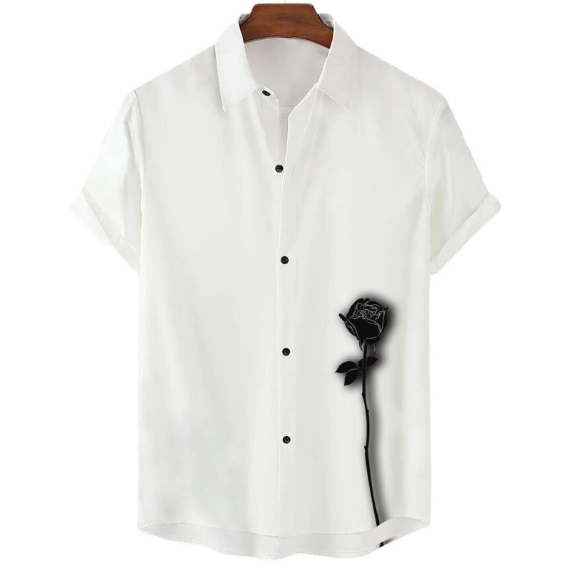 Summer Men's Shirt Floral Cherry Blossom Print Beach Vacation Daily Wear Men's Short-sleeved Shirt Oversized Tops Size S-5XL - Image 4