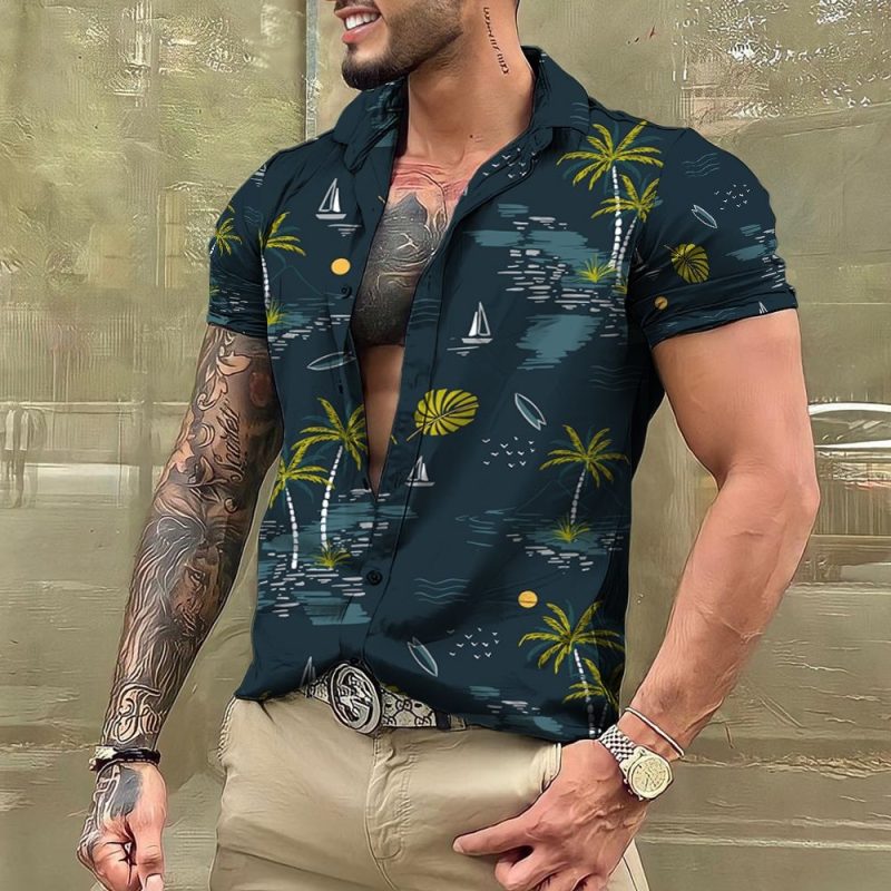 2024 Coconut Tree Shirts For Men 3d Printed Men's Hawaiian Shirt Beach 5xl Short Sleeve Fashion Tops Tee Shirt Man Blouse Camisa - Image 25