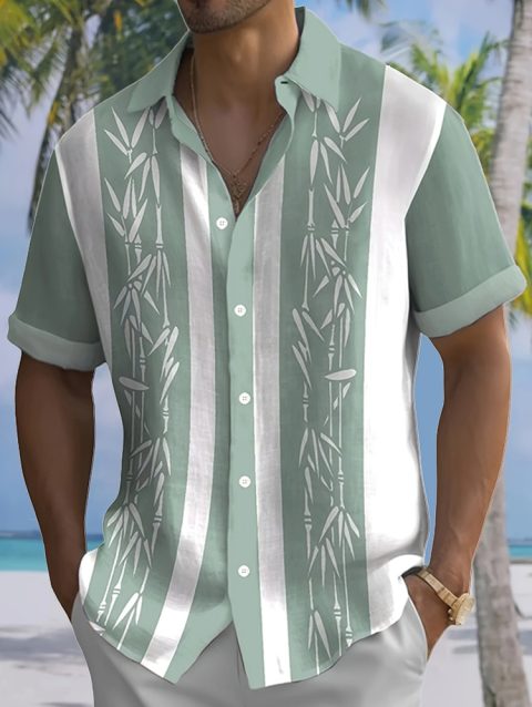 Summer Street Daily Fashion Men's Short-sleeved Shirt Seaside Party Casual Men's Short-sleeved Shirt Striped Printed Men's Shirt