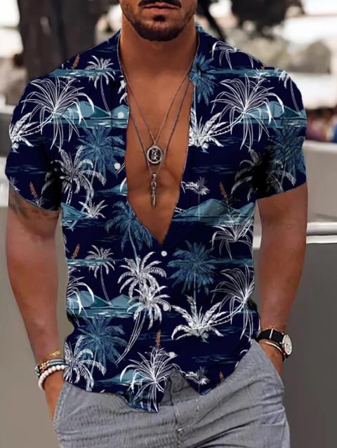 Coconut Tree Men's Comfortable Shirt 3D Printed Hawaiian Beach S-6XLl Short Sleeve Fashion Top Casual