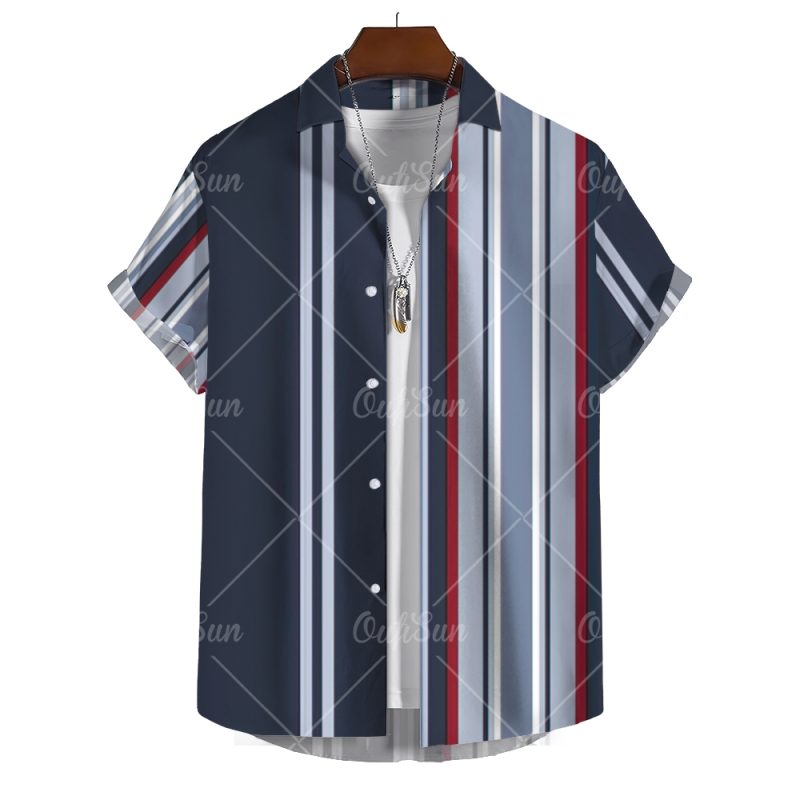 Hawaiian Men Summer Casual Floral Korean Social Retro Shirt Geometric Print Short Sleeve Button Top Loose Sale Big Plus Size - Image 13