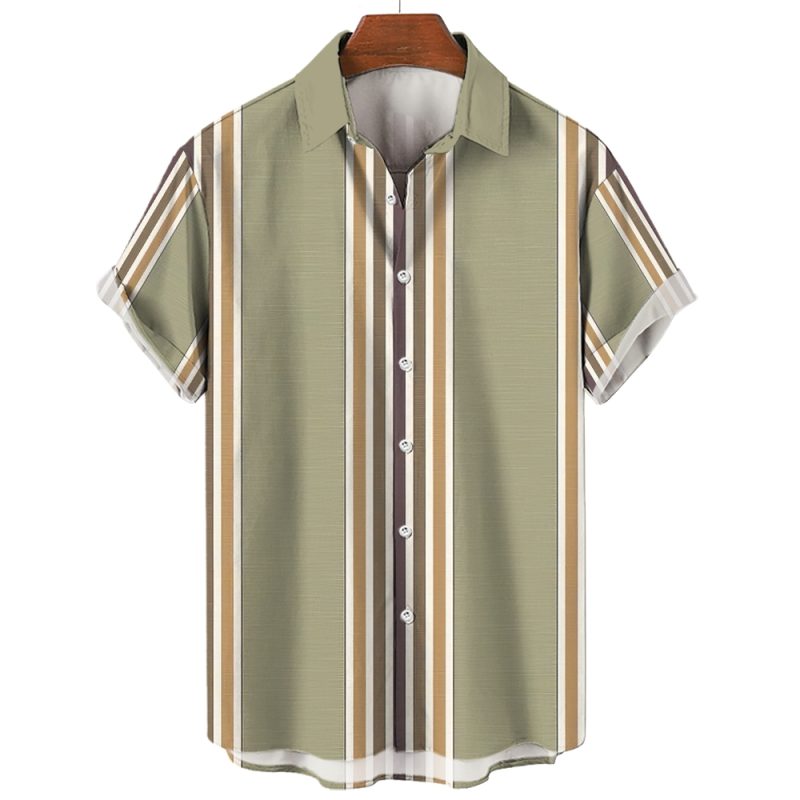 Hawaiian Men Summer Casual Floral Korean Social Retro Shirt Geometric Print Short Sleeve Button Top Loose Sale Big Plus Size - Image 19