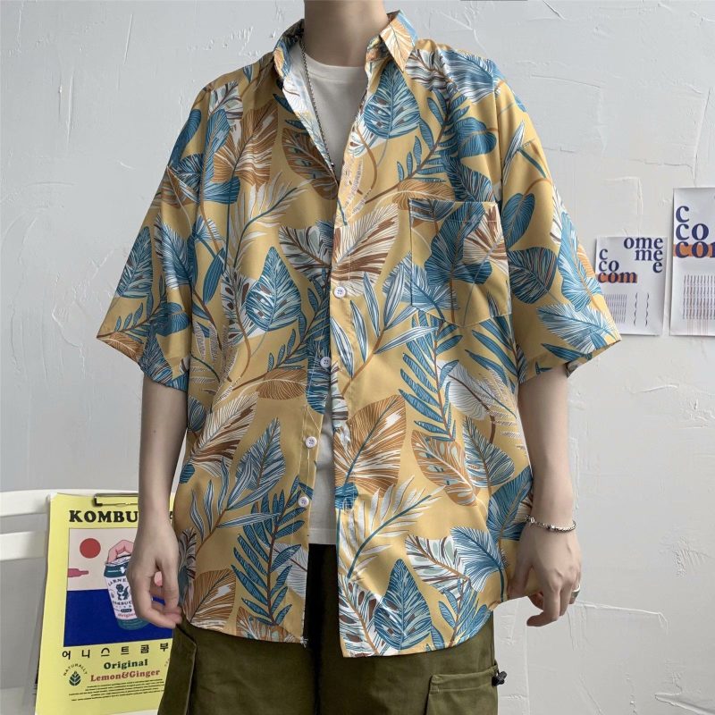 Men Street Fashion Summer Daily Shirt Hawaiian Cartoon Print Casual Loose Shirts Short Sleeve Beach Loose Tops - Image 13