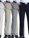 Formal Middle-aged Men Trousers Solid Color High Waist Spring Summer Stretchy Full Length Pants for Business Office Work Daily