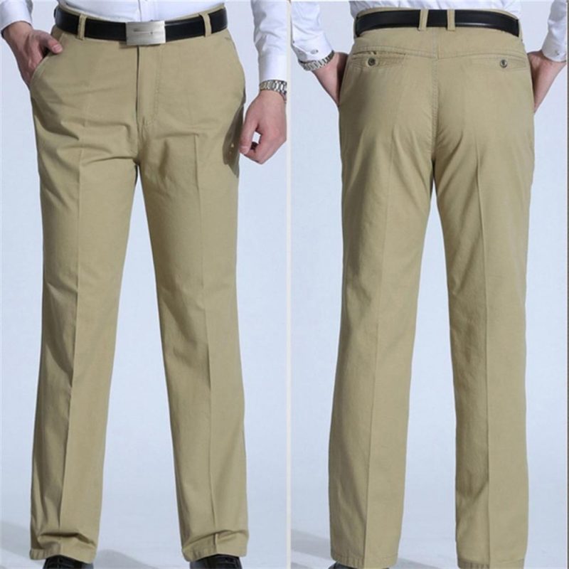 Formal Middle-aged Men Trousers Solid Color High Waist Spring Summer Stretchy Full Length Pants for Business Office Work Daily - Image 3