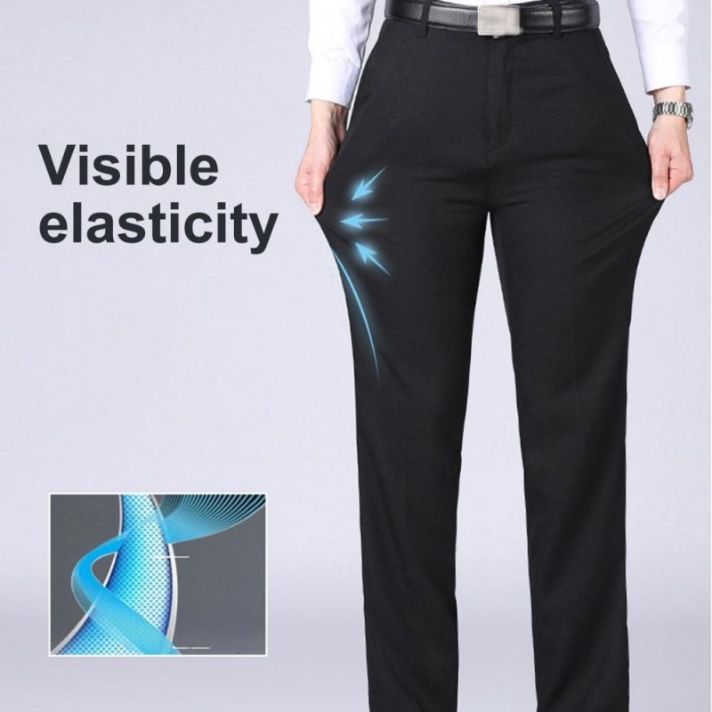 Formal Middle-aged Men Trousers Solid Color High Waist Spring Summer Stretchy Full Length Pants for Business Office Work Daily - Image 4