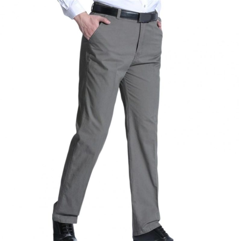 Formal Middle-aged Men Trousers Solid Color High Waist Spring Summer Stretchy Full Length Pants for Business Office Work Daily - Image 7