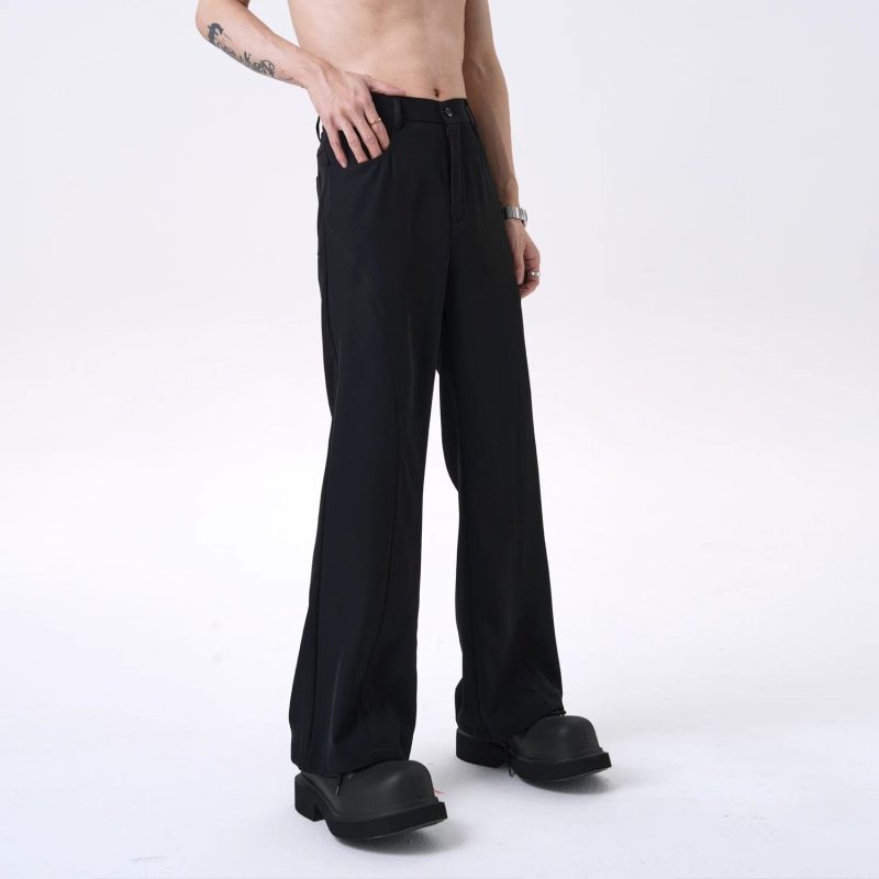 Flared Trousers for Men High Waist Black Man Bell Mouth Suits Pants Vintage Fabric New in Luxury Slacks Spring Clothes Quality - Image 3