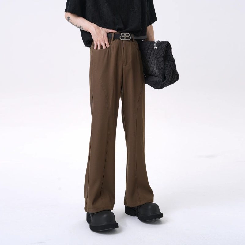 Flared Trousers for Men High Waist Black Man Bell Mouth Suits Pants Vintage Fabric New in Luxury Slacks Spring Clothes Quality - Image 4