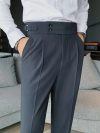 Nadir Coffee Color Men's Trousers Classic Trendy Paris Button Single Pleat Slims Smooths Your Silhouette Business Casual Pants