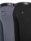 Suit Pants Men Business Casual Trousers Formal Dress Straight Pants Elastic Black Navy Blue Male Clothing