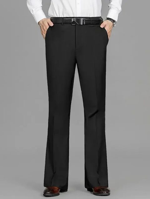 Flared Bell Mouth Men's Summer Pants Tressed Male Suit Trousers Slim Fit Black Dress Stylish Thin Casual Fashion Cheap Luxury Up
