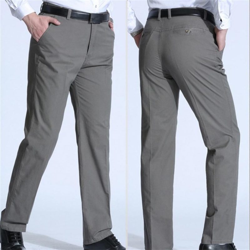 Formal Middle-aged Men Trousers Solid Color High Waist Spring Summer Stretchy Full Length Pants for Business Office Work Daily - Image 2