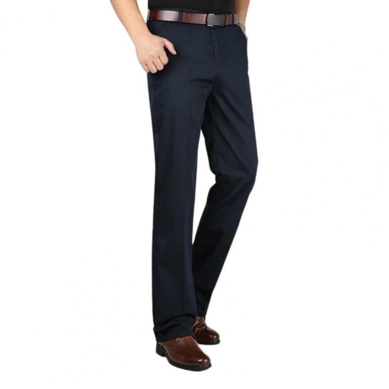 Formal Middle-aged Men Trousers Solid Color High Waist Spring Summer Stretchy Full Length Pants for Business Office Work Daily - Image 10